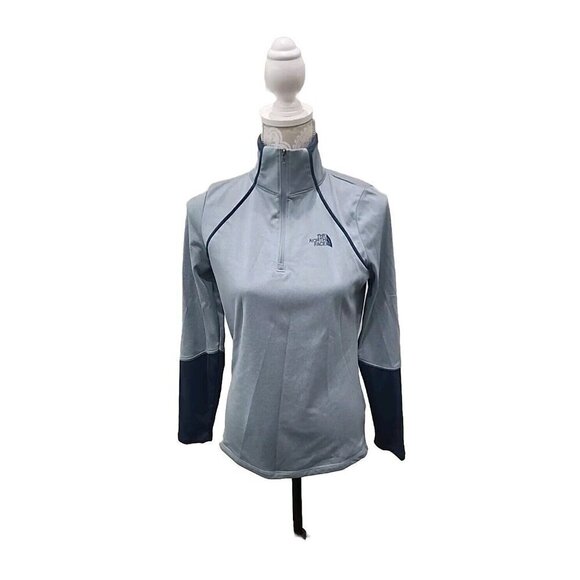 North Face 1/4 Zip Top Colorblock Gray &  Blue 1/4 zip Athletic Women's Small - Picture 1 of 10